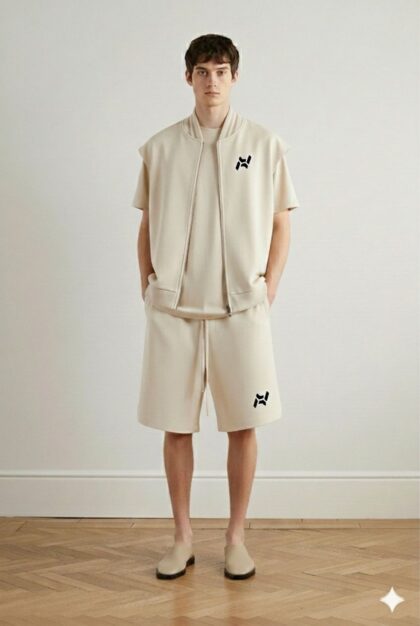 Short de survêtement en coton coupe décontractée