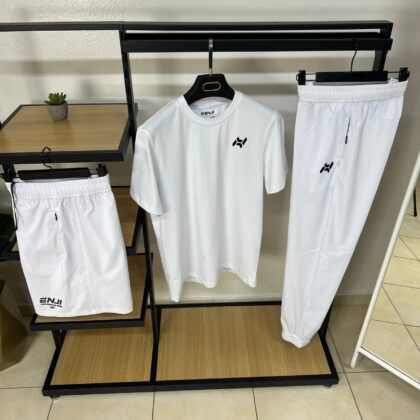Ensemble ENJI Performance Blanc 3 Pièces T-shirt + Short + Jogger